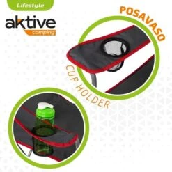 AKTIVE - Chaise Pliante Camping 64,50x49,50x82 Cm, Gris Foncé Et Rouge -Plein Air Sports Magasin aktive chaise pliante camping 6450x4950x82 cm gris fonce et rouge 2