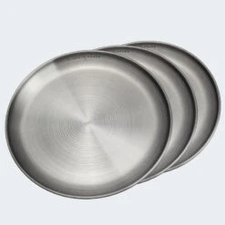 Assiette Plate De Camping | Diamètre Env. 23 Cm | Acier Inox | 3 Assiettes -Plein Air Sports Magasin assiette plate de camping diametre env 23 cm acier inox 3 assiettes 2