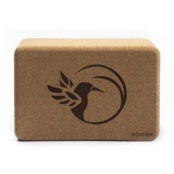 Bloc De Yoga En Liège Aggloméré 7,5x15x23 Cm Bords Arrondis Colibri Gravé
