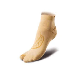 Chaussettes De Yoga 1 Finger Adulte Antidérapantes Coton Organique écru Or