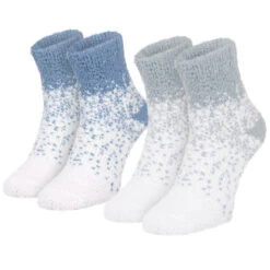 Chaussettes Douillettes | Femme | 2 Paires | Taille Unique | Gris/Bleu