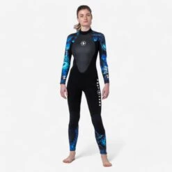 Combinaison Plongée Aqualung Femme NéoprÚne 3mm - HYDROFLEX Noir/Bleu