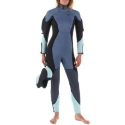 Combinaison Plongée Semi-étanche Femme Néoprène 7mm - Bleu Gris -Plein Air Sports Magasin combinaison plongee semi etanche femme neoprene 7mm bleu gris 3