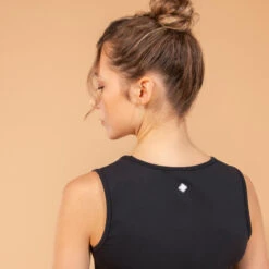 CROP TOP PREMIUM YOGA NOIR -Plein Air Sports Magasin crop top premium yoga noir 3