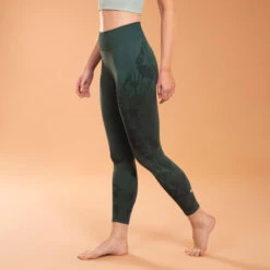LEGGING 7/8 YOGA DYN SANS COUTURE VERT FONCE