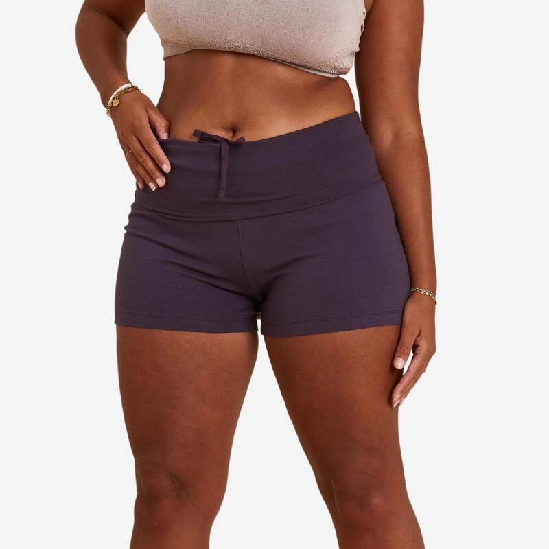 SHORT YOGA FEMME COTON VIOLET 1 SHORT YOGA FEMME COTON VIOLET