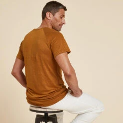 T-SHIRT 100 % LIN YOGA HOMME MADE IN FRANCE MARRON -Plein Air Sports Magasin t shirt 100 lin yoga homme made in france marron 3