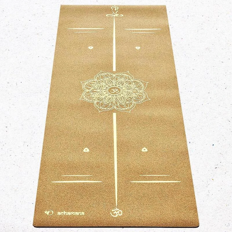 Tapis De Yoga Caoutchouc & Liège 5mmx68cmx1,83m, Mandala Bodylines Or +Sac Yoga 3 Tapis De Yoga Caoutchouc & Liège 5mmx68cmx1,83m, Mandala Bodylines Or +Sac Yoga – Image 3