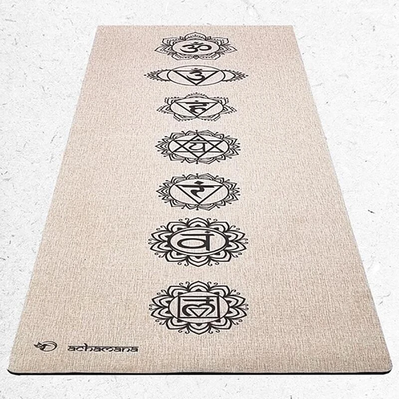 Tapis De Yoga Caoutchouc Naturel Et Chanvre 4,5mmx61cmx1,83m 7 Chakras +Sac Yoga 3 Tapis De Yoga Caoutchouc Naturel Et Chanvre 4,5mmx61cmx1,83m 7 Chakras +Sac Yoga – Image 3