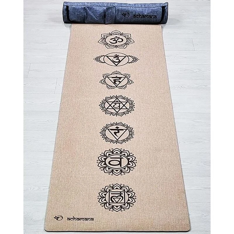 Tapis De Yoga Caoutchouc Naturel Et Chanvre 4,5mmx61cmx1,83m 7 Chakras +Sac Yoga 1 Tapis De Yoga Caoutchouc Naturel Et Chanvre 4,5mmx61cmx1,83m 7 Chakras +Sac Yoga
