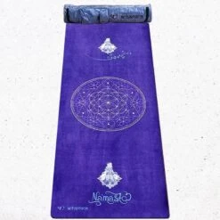 Tapis Yoga écologique Nouvelle Génération 3 Plis, 6mm - Namasté Bleu + Sac Yoga