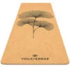 Tapis Yoga Ginkgos Biloba Liège-Caoutchouc Naturel + Sangle Transport-étirements