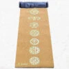 Tapis Yoga Liège Nouvelle Génération, 3 Plis, 6 Mm, 7 Chakras Or + Sac Yoga