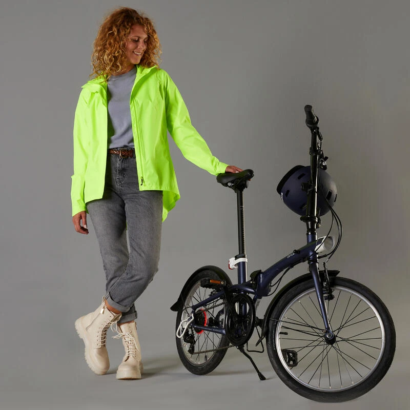 BTWIN VESTE PLUIE VELO VILLE FEMME 120 JAUNE FLUO CERTIFIÉE EPI VISIBILITÉ JOUR 2 BTWIN VESTE PLUIE VELO VILLE FEMME 120 JAUNE FLUO CERTIFIÉE EPI VISIBILITÉ JOUR – Image 2
